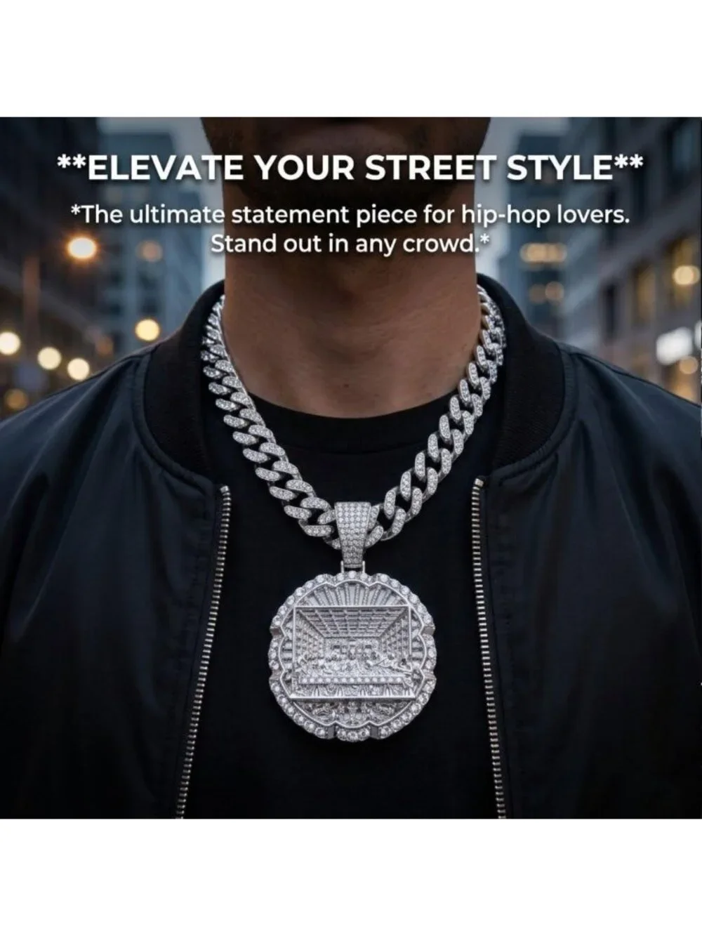 Men's Iced Out Cuban Link Chain Necklace - Silver & Gold Plated Bling Jewelry